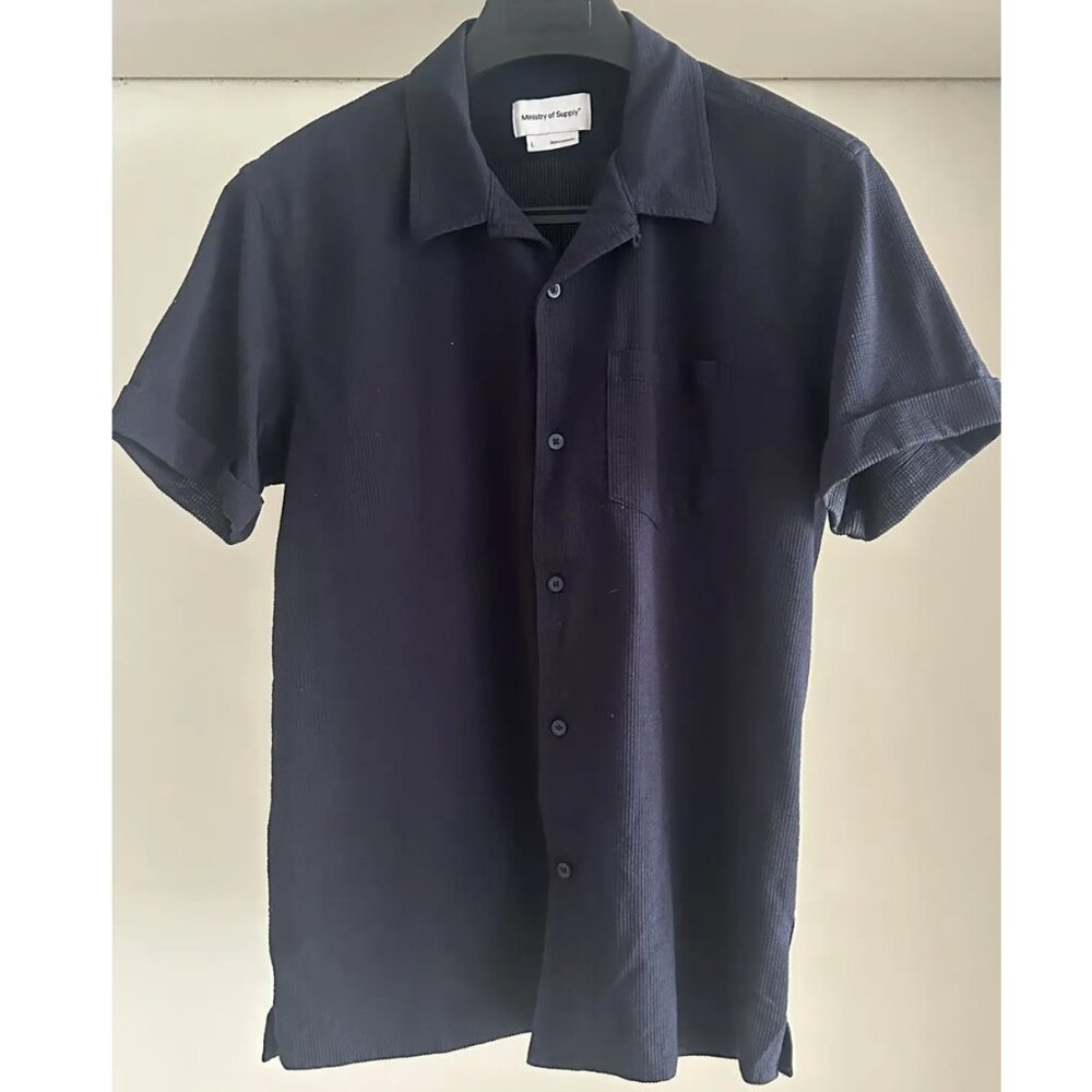 Navy Ministry of Supply Button down seersucker shirt - Size Large